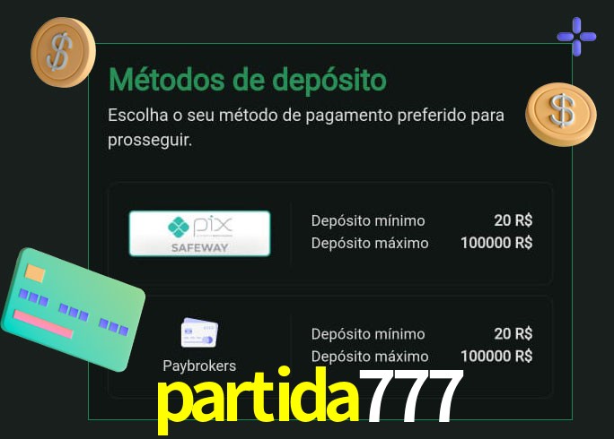 O cassino partida777 oferece uma grande variedade de métodos de pagamento